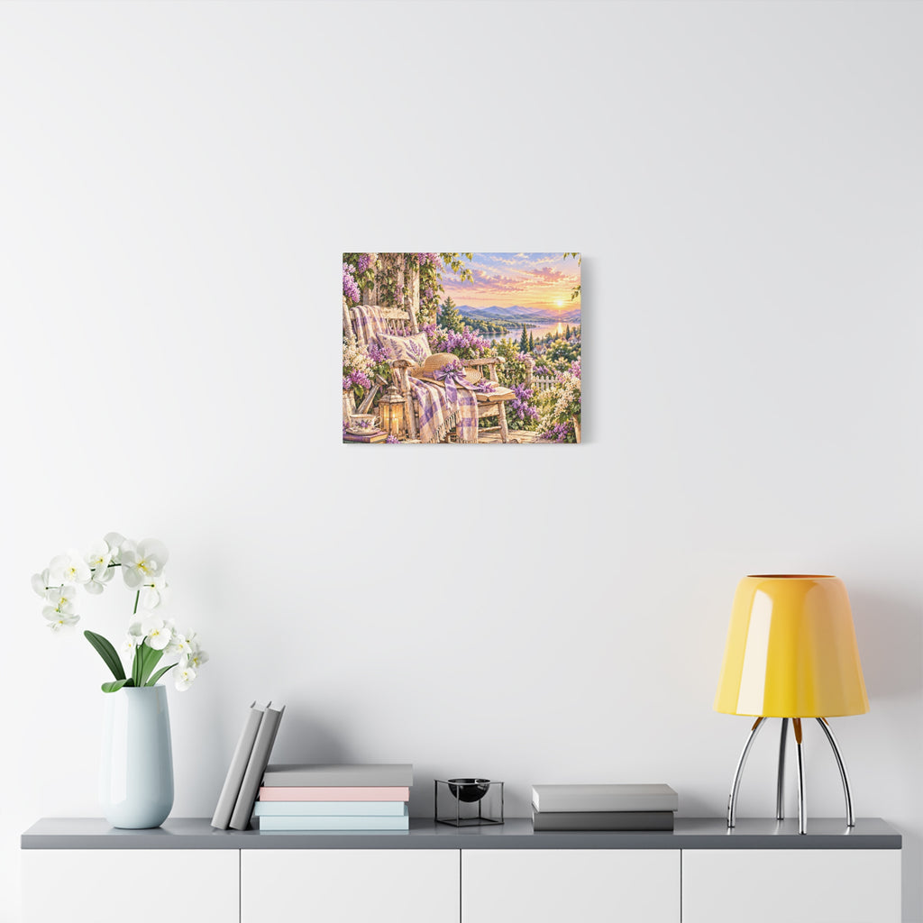Lavender Porch Canvas Print — Cottage Sunset Wall Art