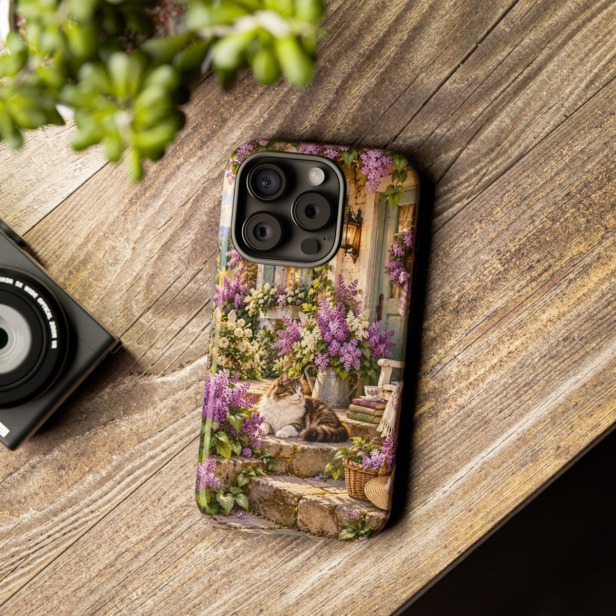 Cottage Garden Cat Phone Case — Lilac Floral