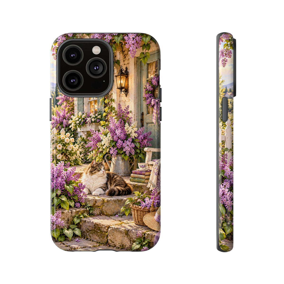 Cottage Garden Cat Phone Case — Lilac Floral