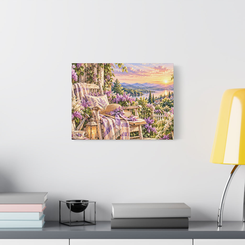Lavender Porch Canvas Print — Cottage Sunset Wall Art
