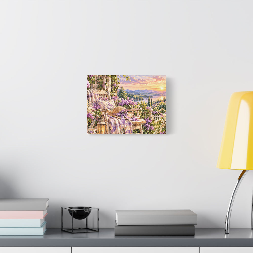 Lavender Porch Canvas Print — Cottage Sunset Wall Art