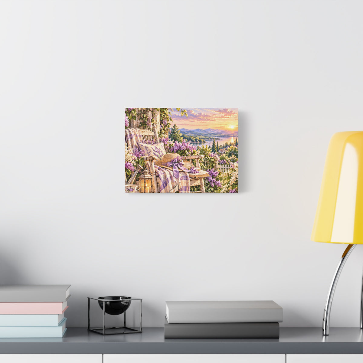 Lavender Porch Canvas Print — Cottage Sunset Wall Art