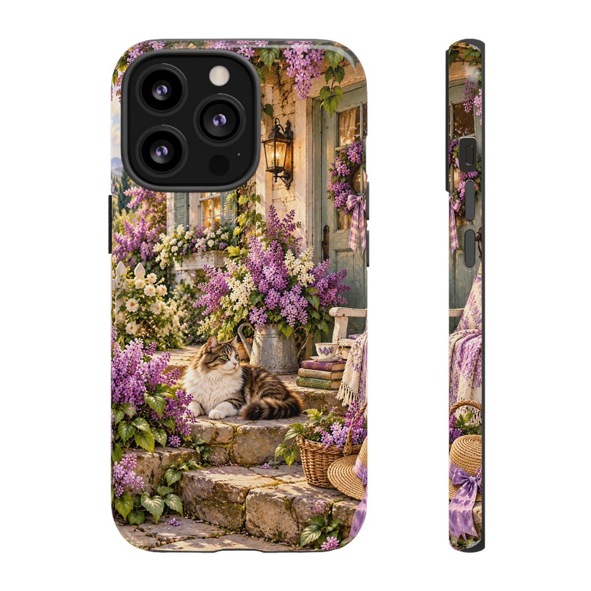 Cottage Garden Cat Phone Case — Lilac Floral