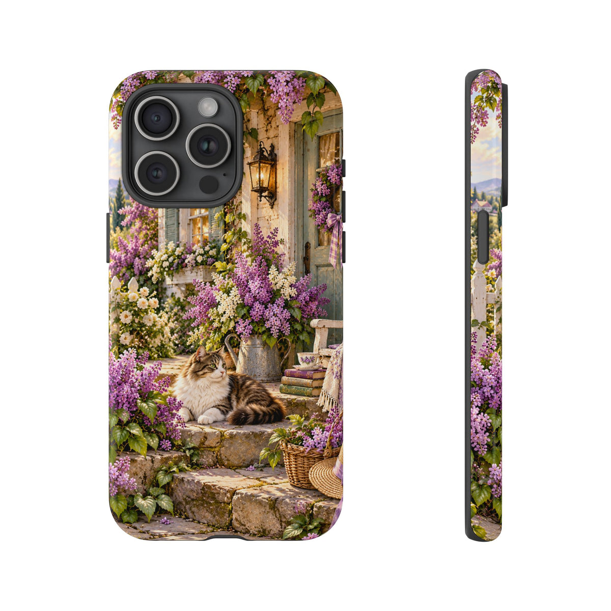 Cottage Garden Cat Phone Case — Lilac Floral