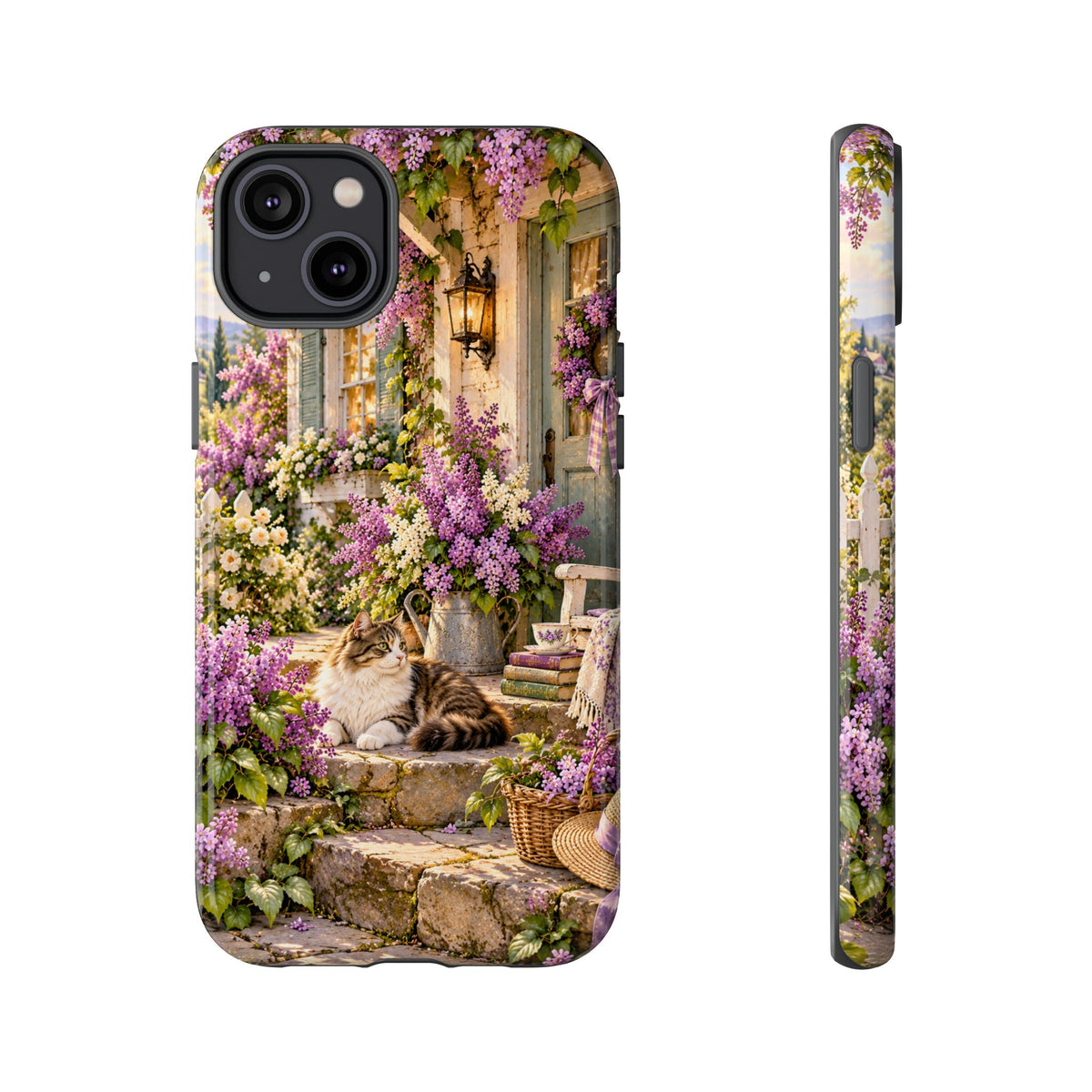 Cottage Garden Cat Phone Case — Lilac Floral