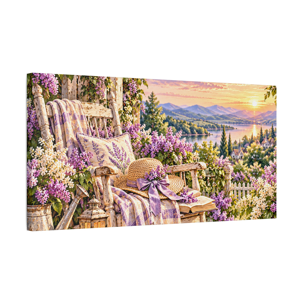 Lavender Porch Canvas Print — Cottage Sunset Wall Art