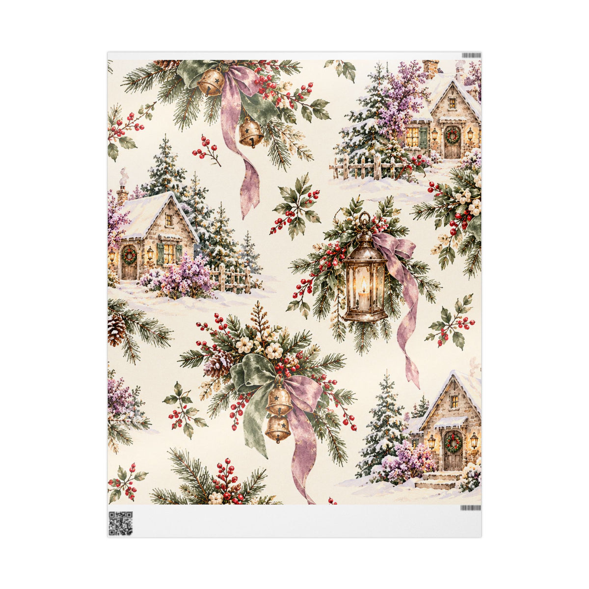 Holiday Botanicals Wrapping Paper — Vintage Holly & Berries