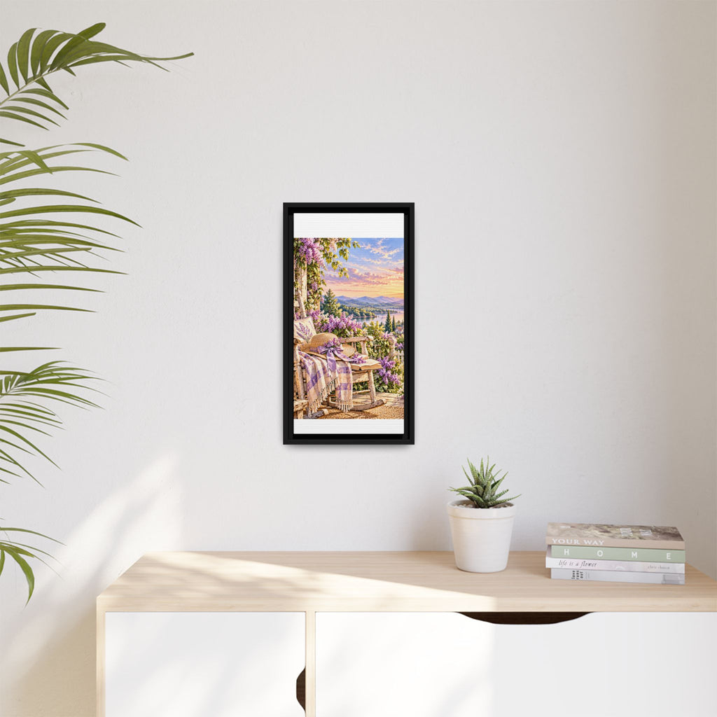 Sunset Lavender Garden Framed Canvas — Cottage Wall Art