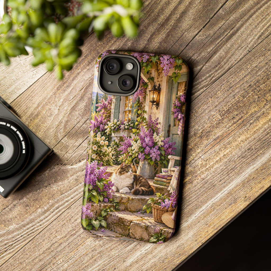 Cottage Garden Cat Phone Case — Lilac Floral