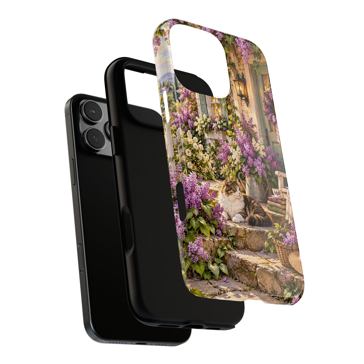 Cottage Garden Cat Phone Case — Lilac Floral