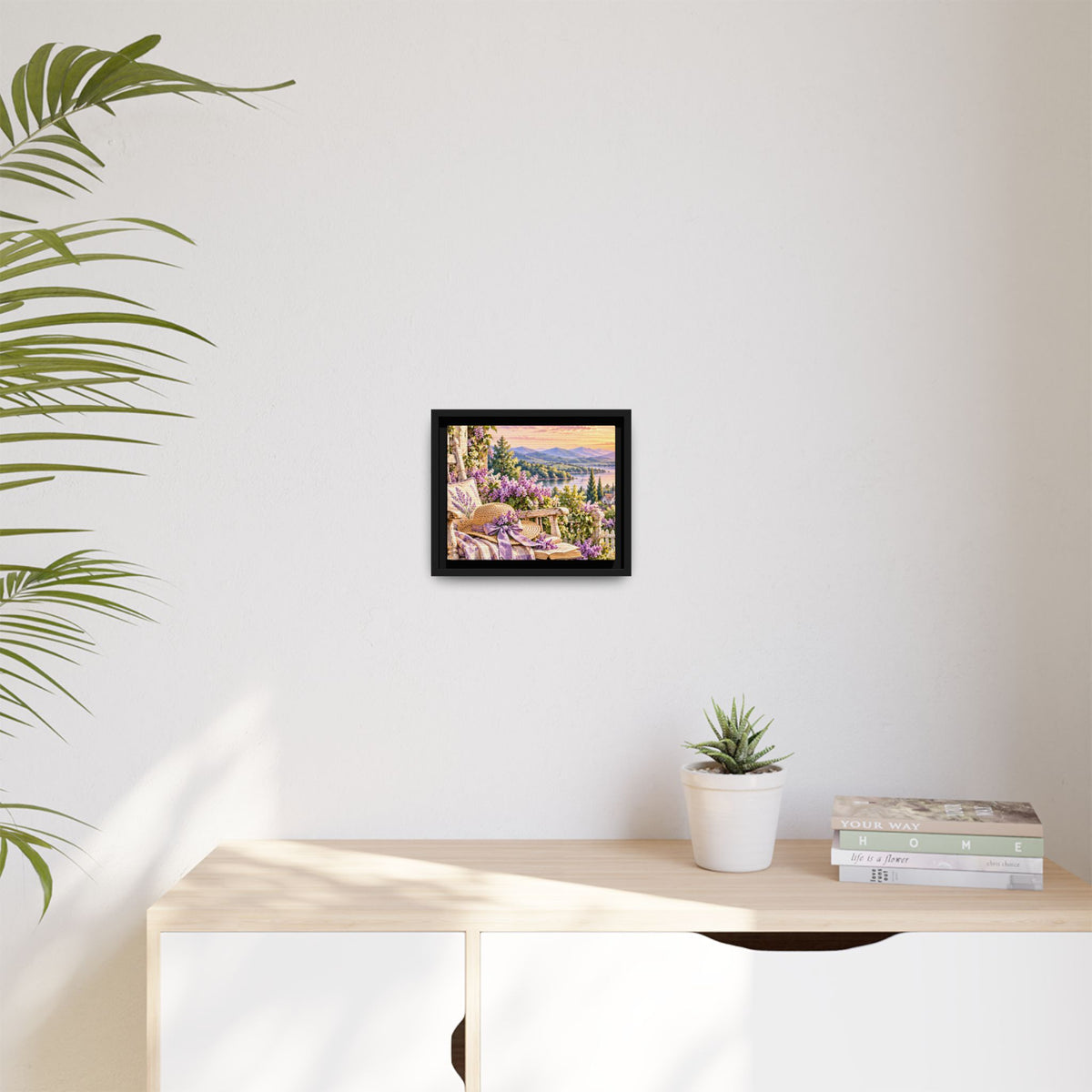Sunset Lavender Garden Framed Canvas — Cottage Wall Art