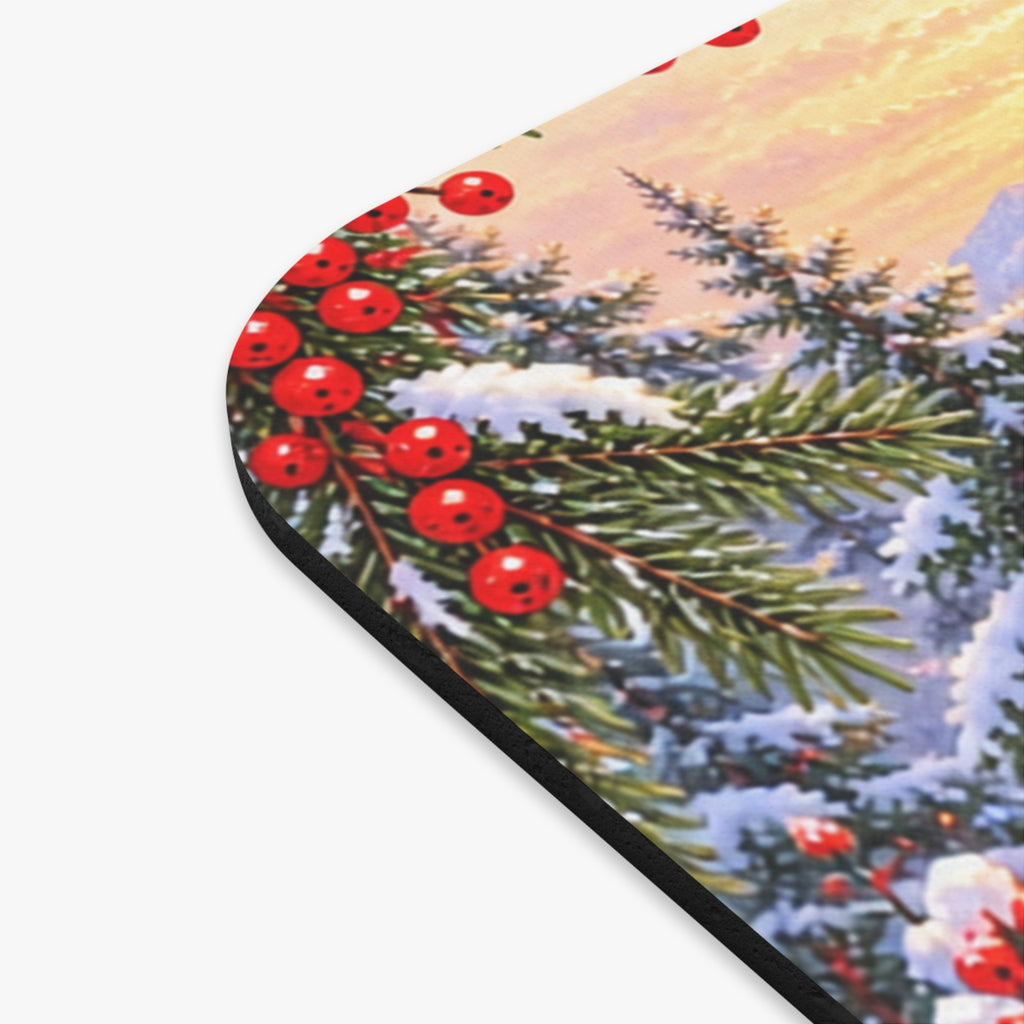 Christmas Cottage Mouse Pad — Snowy Holiday Desk Decor