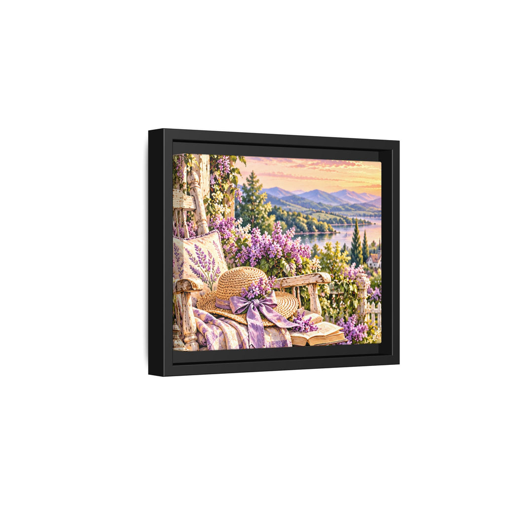 Sunset Lavender Garden Framed Canvas — Cottage Wall Art