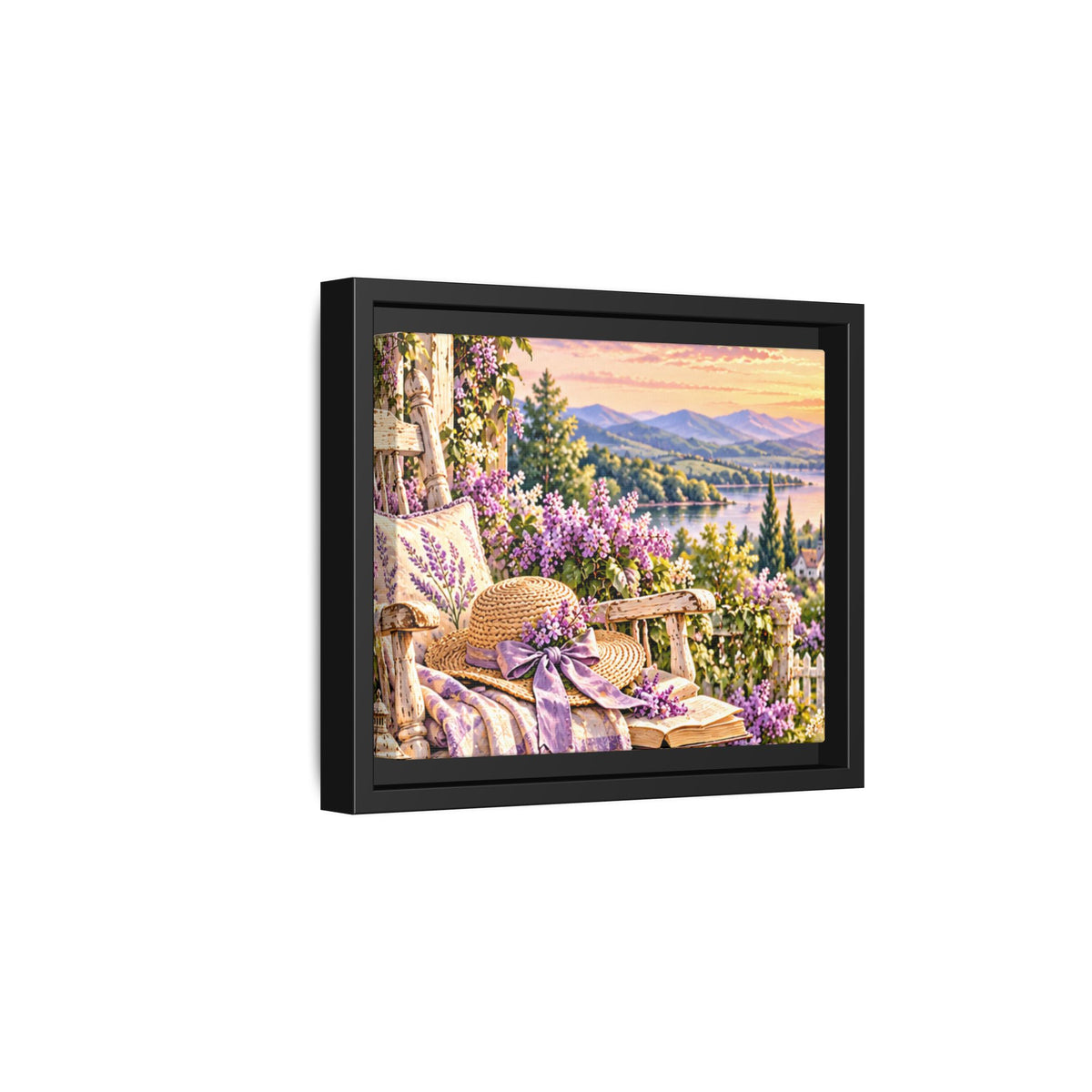 Sunset Lavender Garden Framed Canvas — Cottage Wall Art