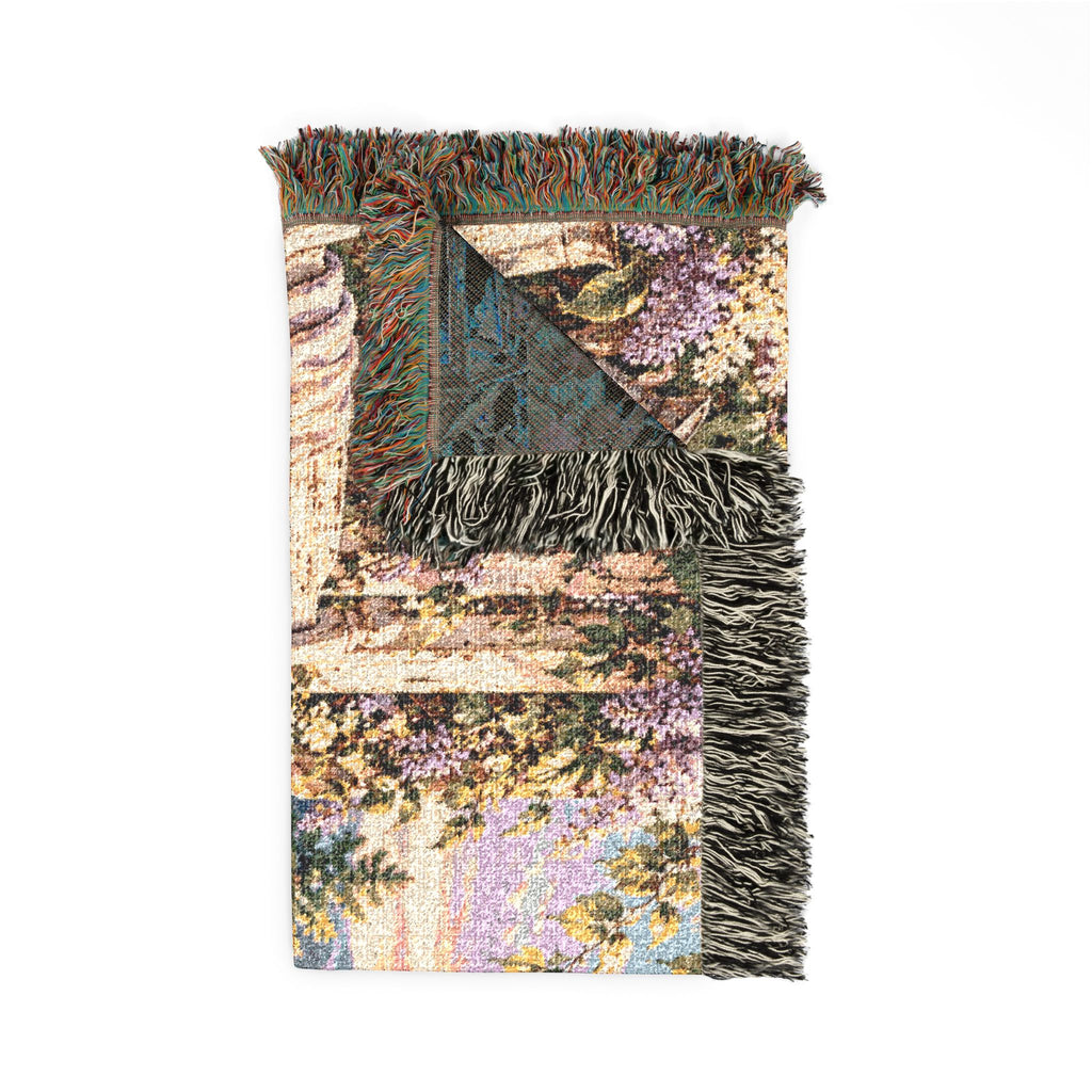 Sunset Cottage Woven Blanket — Lavender Landscape Throw