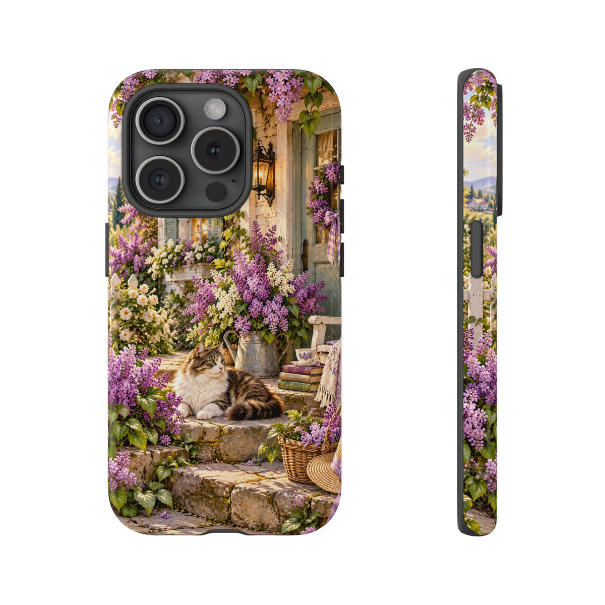 Cottage Garden Cat Phone Case — Lilac Floral