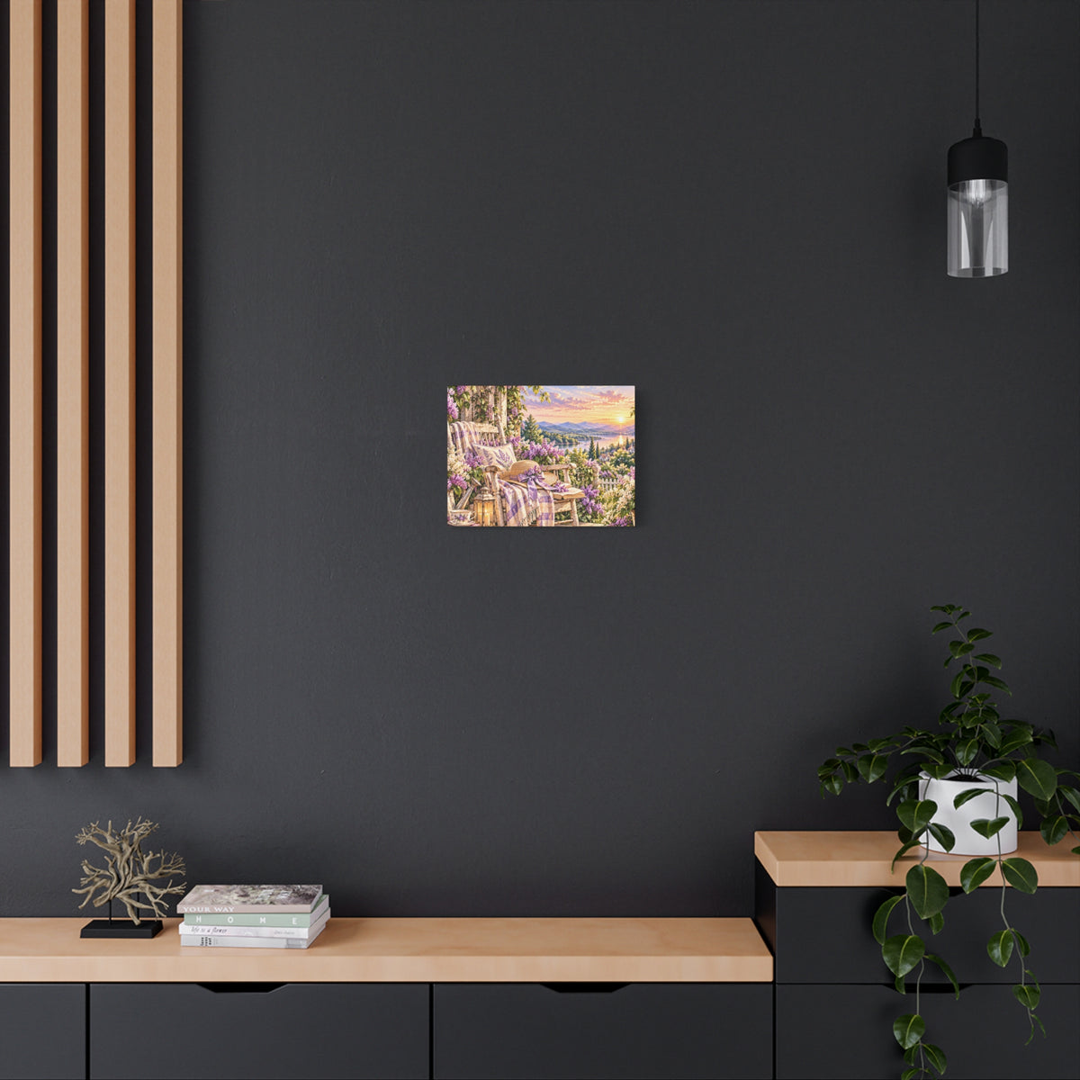 Lavender Porch Canvas Print — Cottage Sunset Wall Art