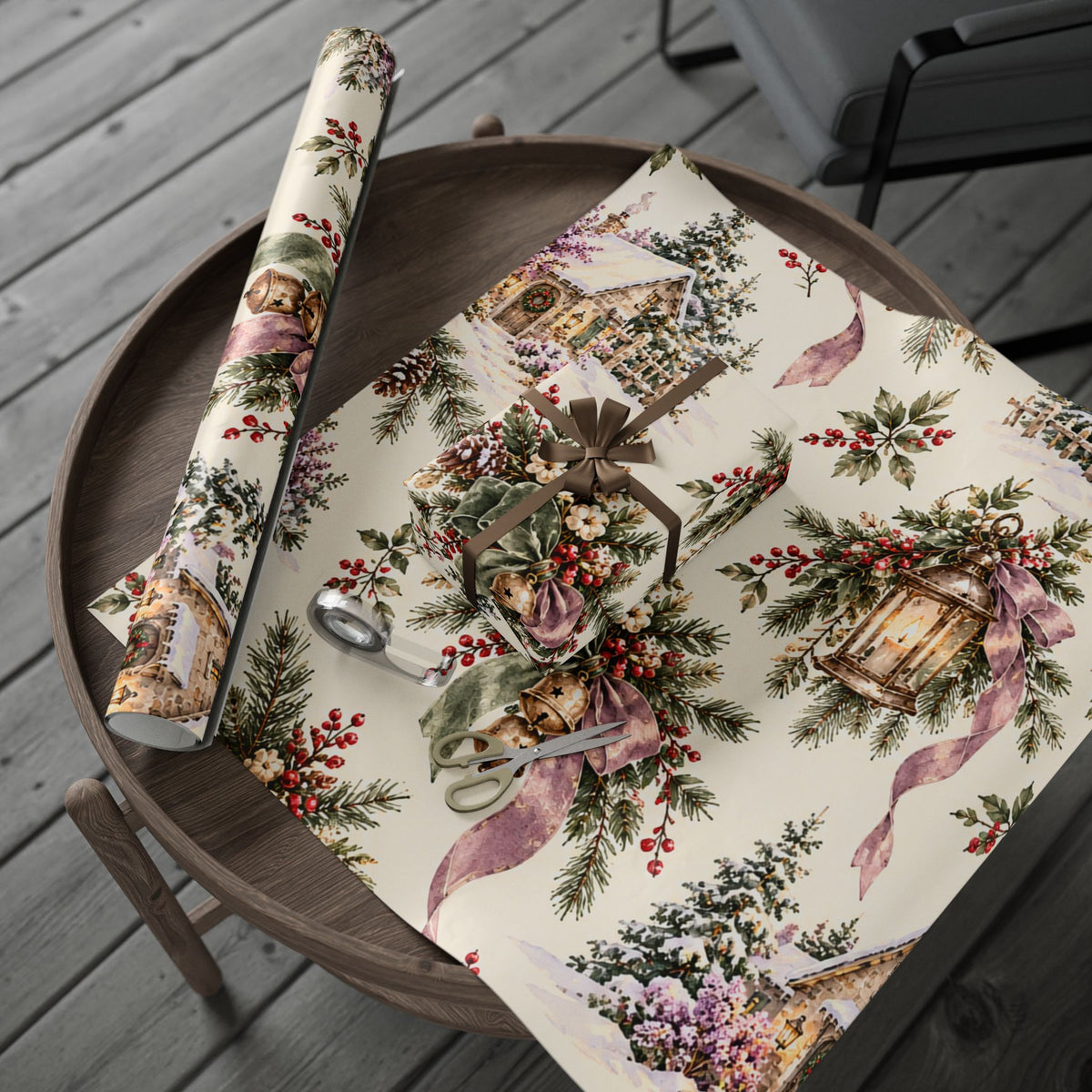 Holiday Botanicals Wrapping Paper — Vintage Holly & Berries