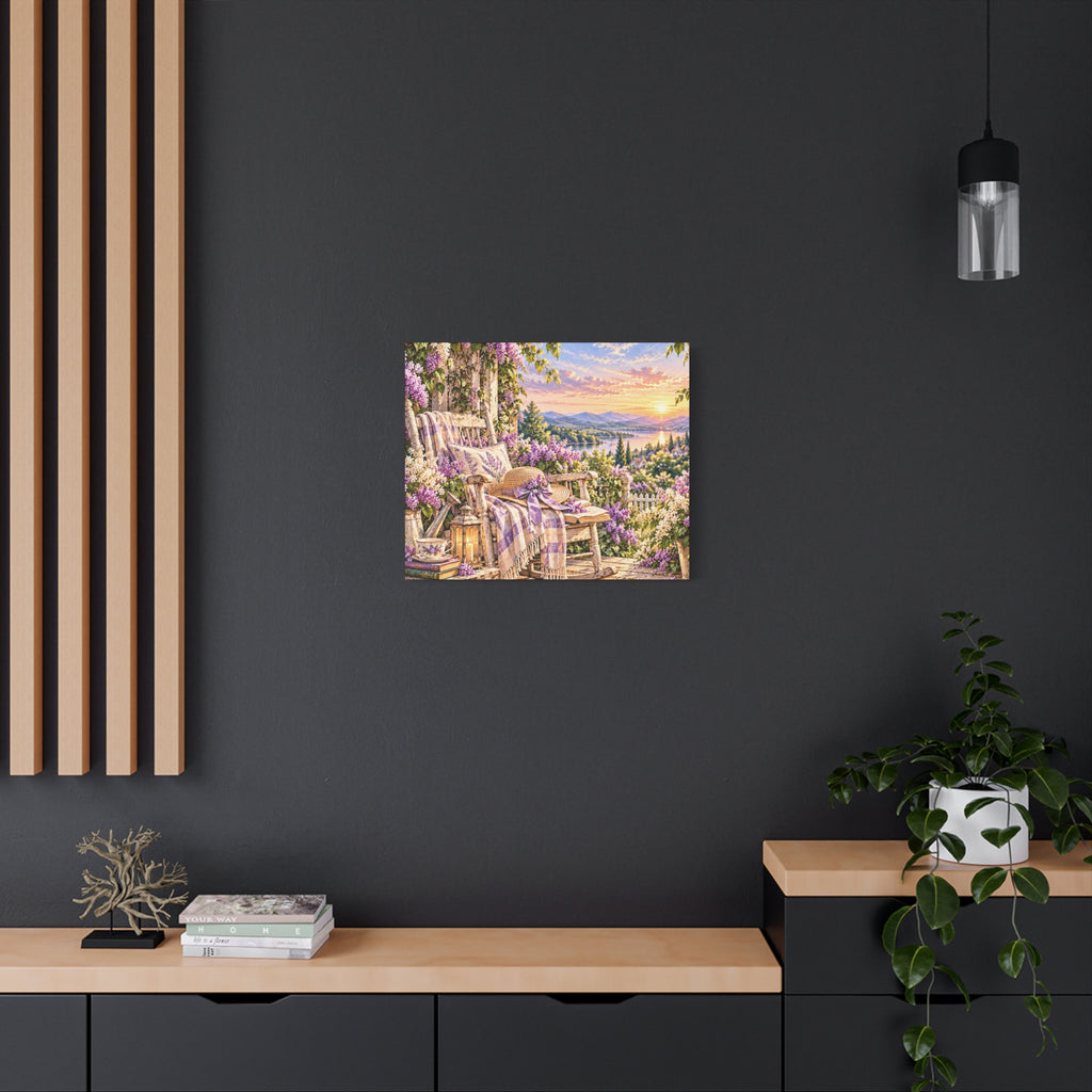 Lavender Porch Canvas Print — Cottage Sunset Wall Art
