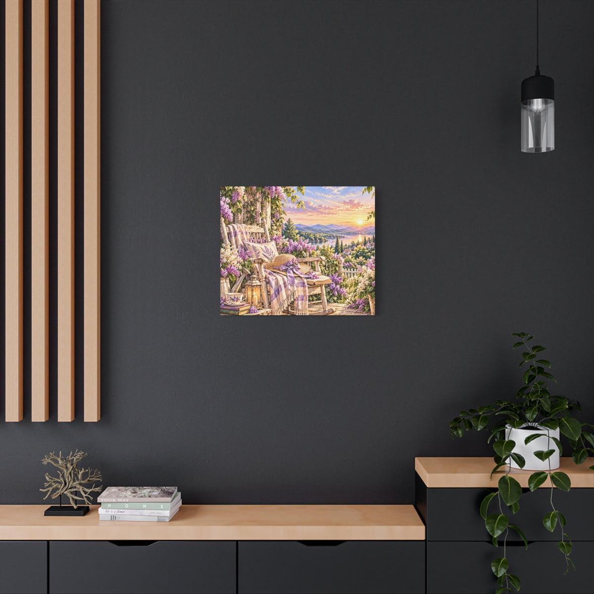 Lavender Porch Canvas Print — Cottage Sunset Wall Art