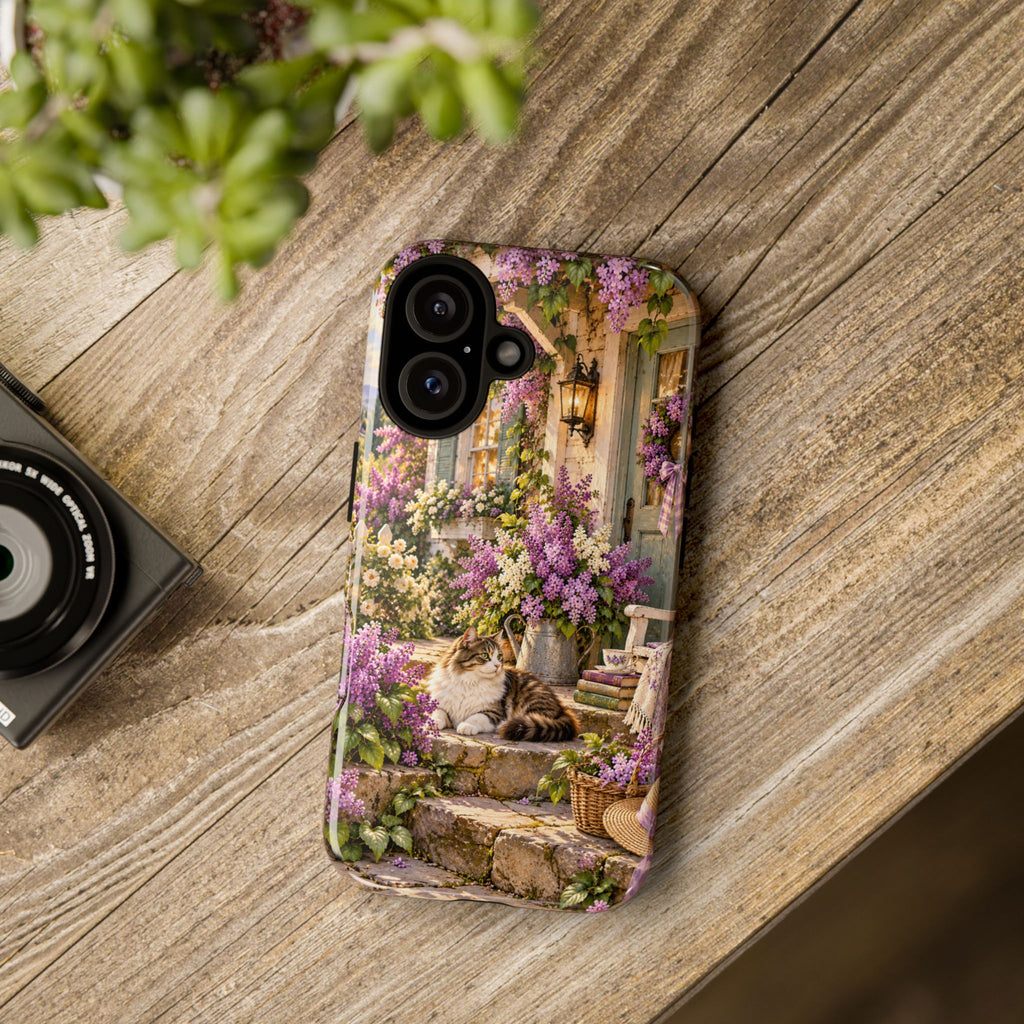 Cottage Garden Cat Phone Case — Lilac Floral