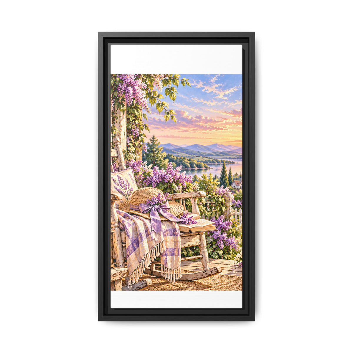 Sunset Lavender Garden Framed Canvas — Cottage Wall Art