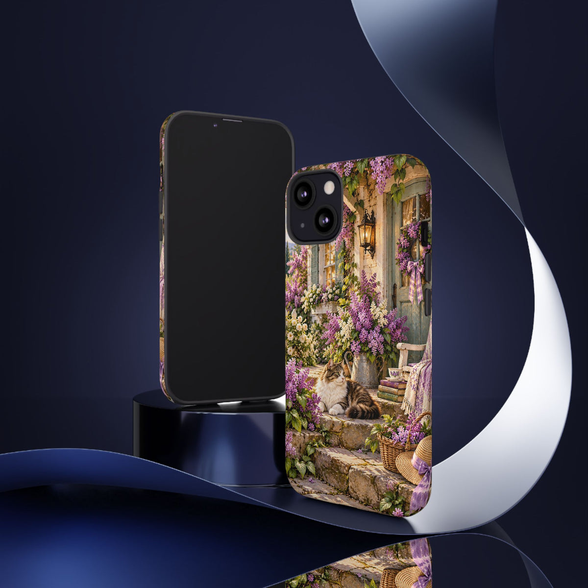 Cottage Garden Cat Phone Case — Lilac Floral