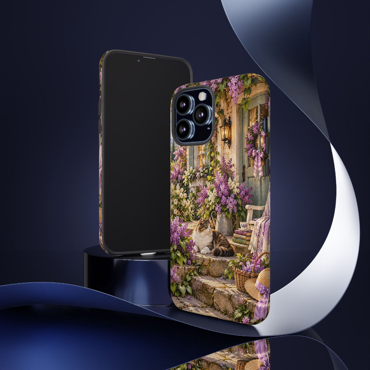 Cottage Garden Cat Phone Case — Lilac Floral