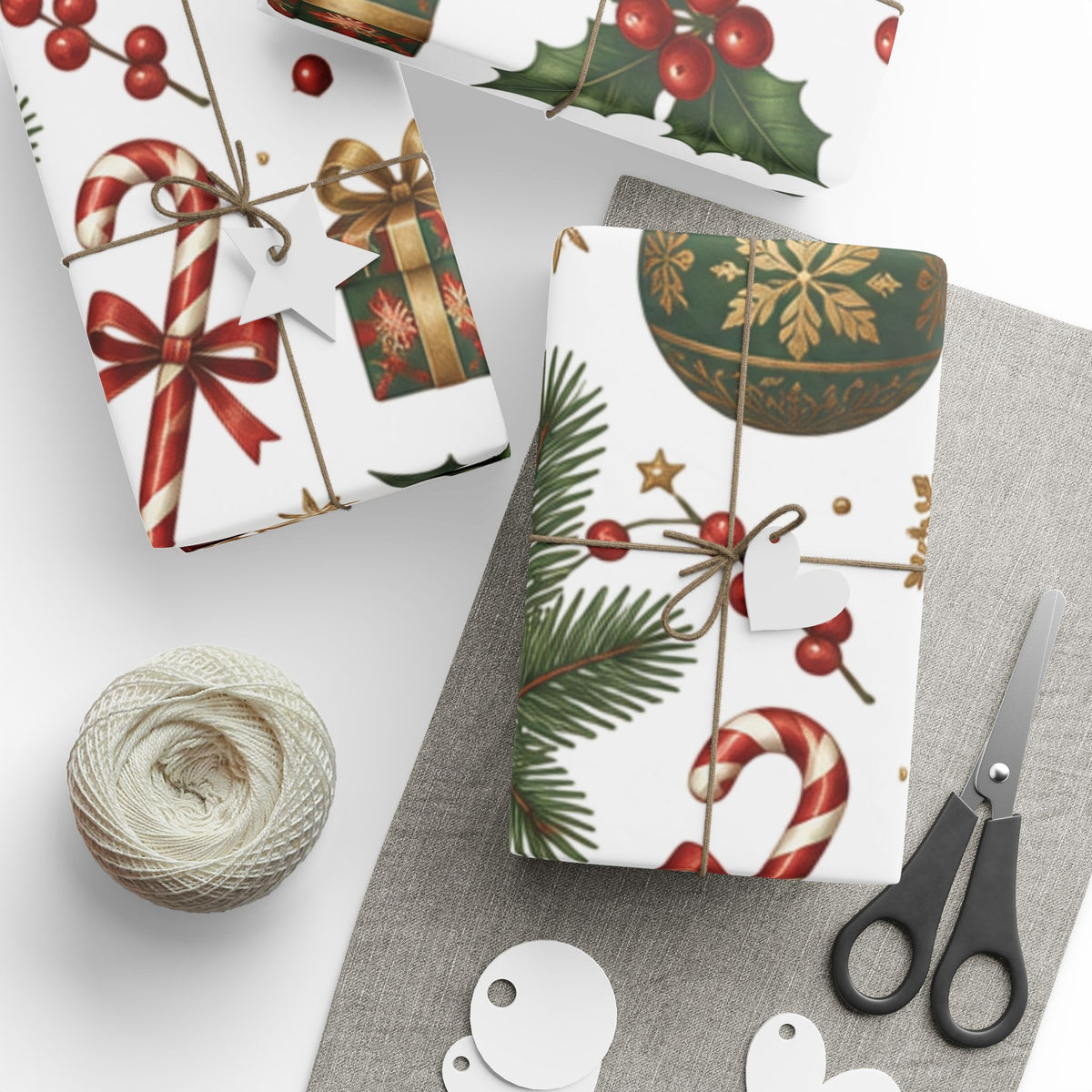 Christmas Cottage Wrapping Paper Roll — Festive Winter Gift Wrap