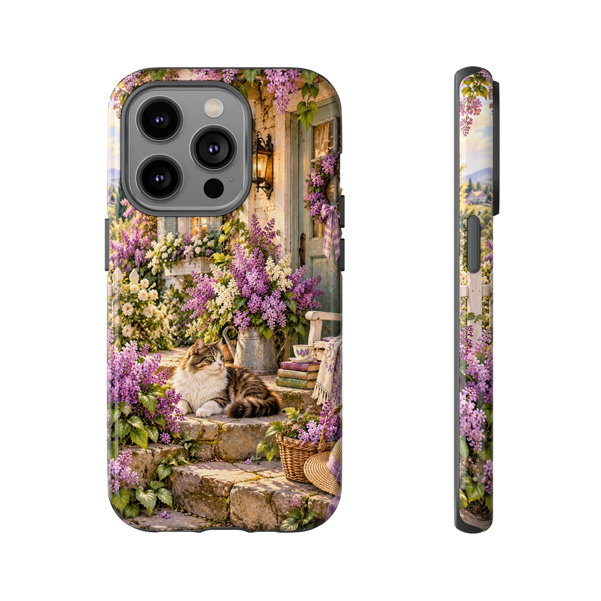 Cottage Garden Cat Phone Case — Lilac Floral