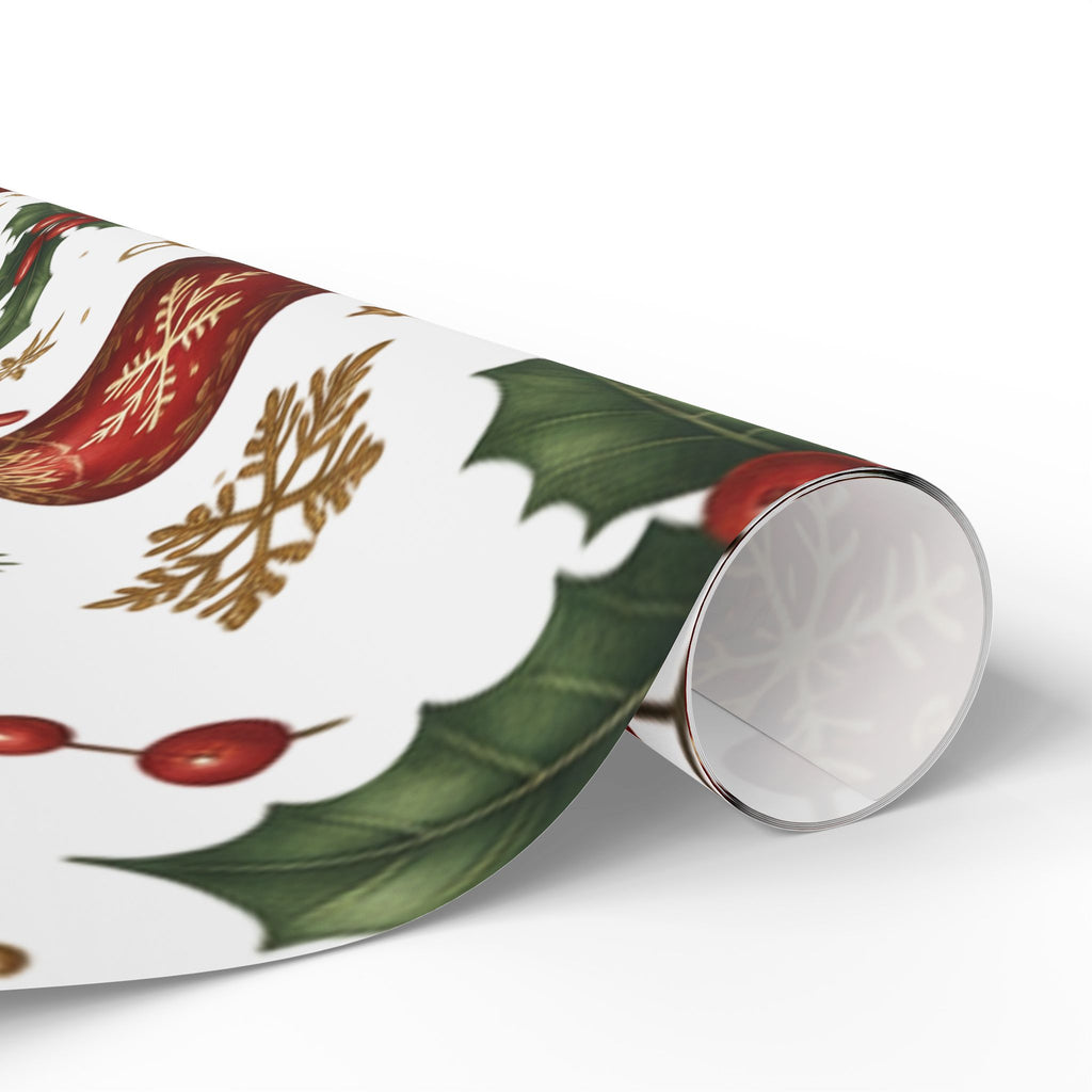 Christmas Cottage Wrapping Paper Roll — Festive Winter Gift Wrap