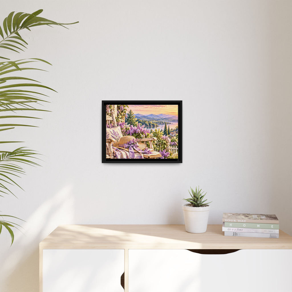Sunset Lavender Garden Framed Canvas — Cottage Wall Art