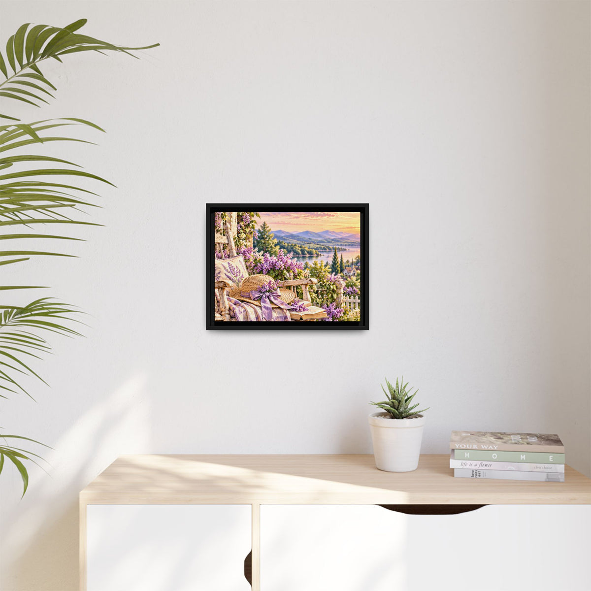 Sunset Lavender Garden Framed Canvas — Cottage Wall Art