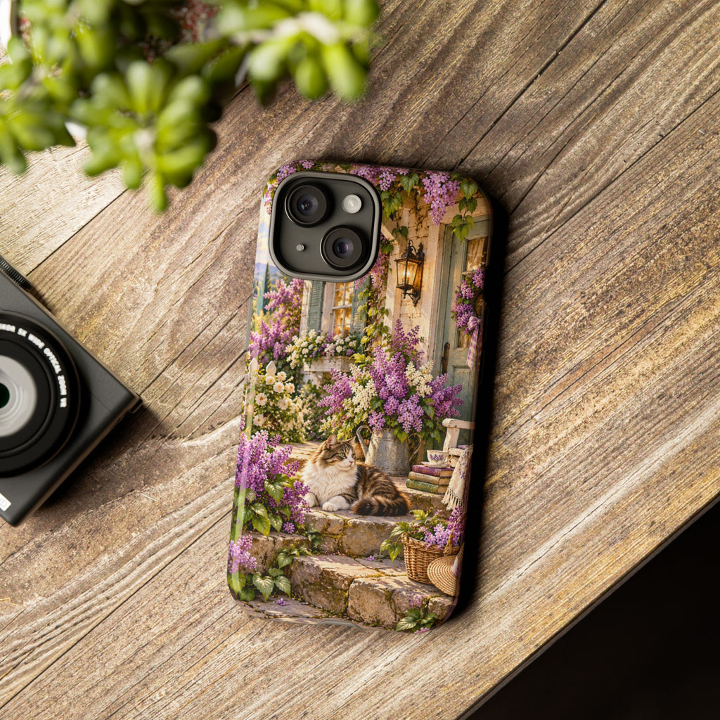 Cottage Garden Cat Phone Case — Lilac Floral