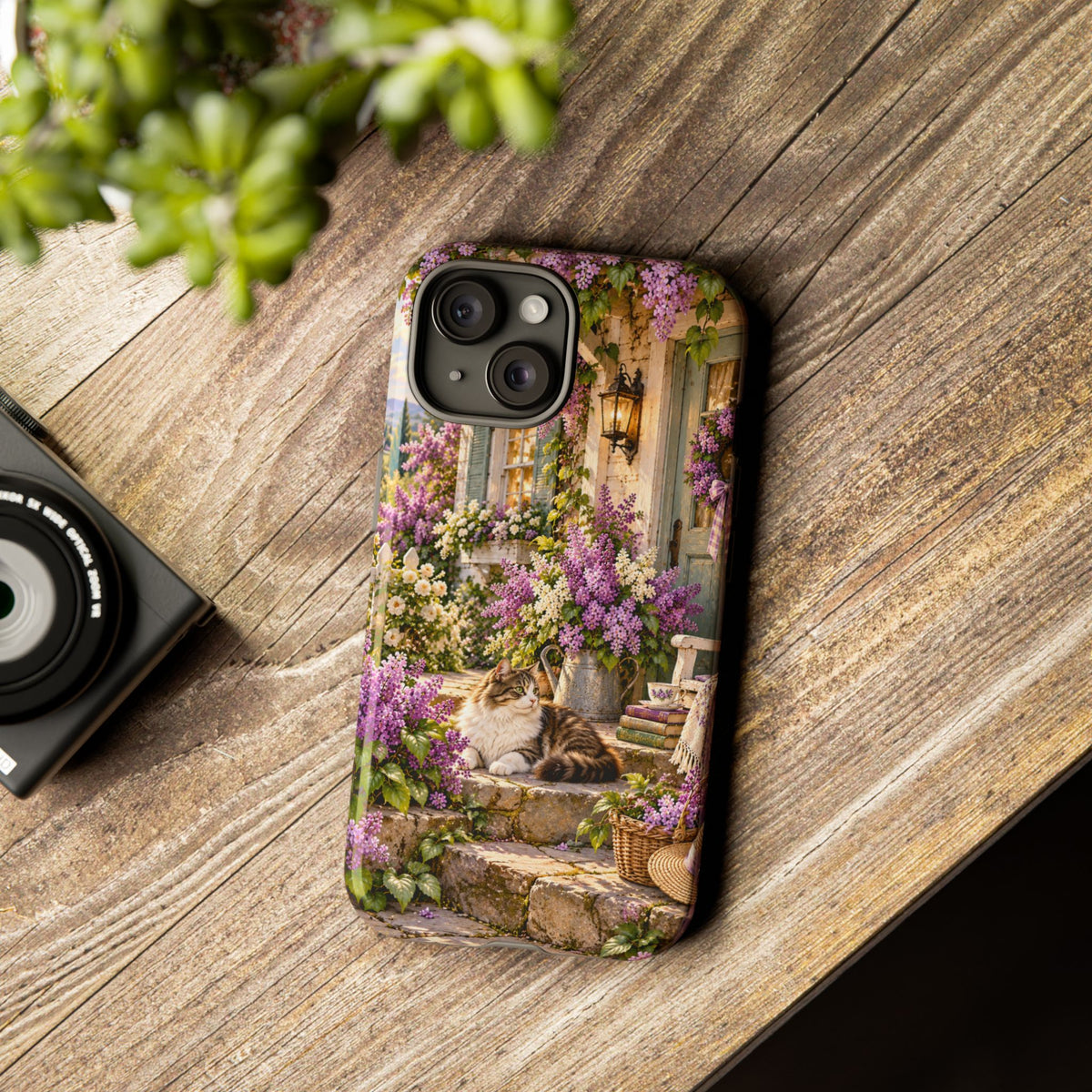Cottage Garden Cat Phone Case — Lilac Floral