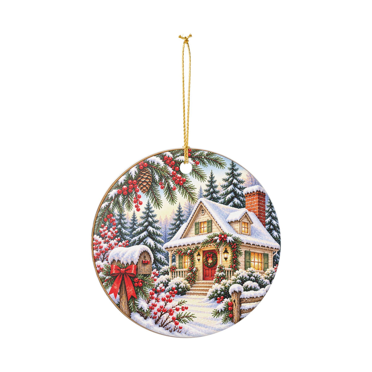 Christmas Correspondence Ceramic Ornament — Round Keepsake