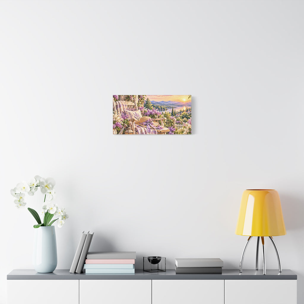 Lavender Porch Canvas Print — Cottage Sunset Wall Art