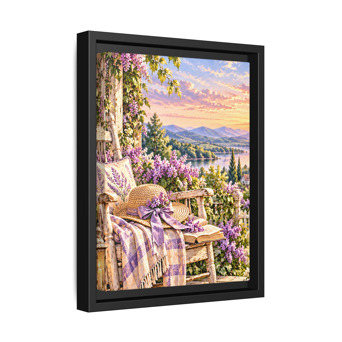 Sunset Lavender Garden Framed Canvas — Cottage Wall Art