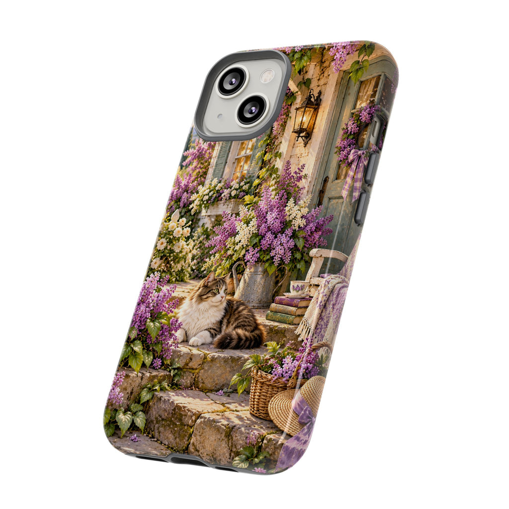 Cottage Garden Cat Phone Case — Lilac Floral