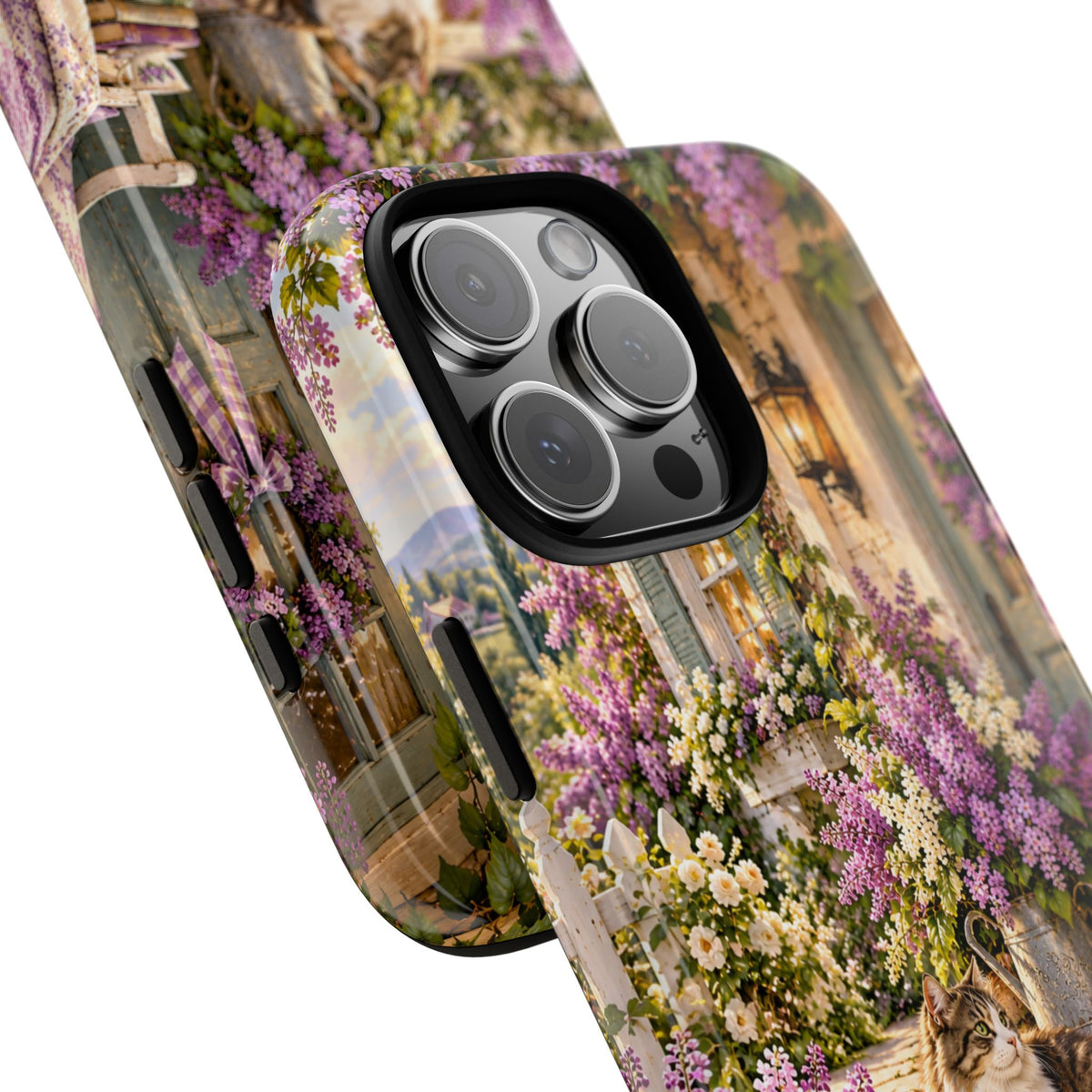 Cottage Garden Cat Phone Case — Lilac Floral