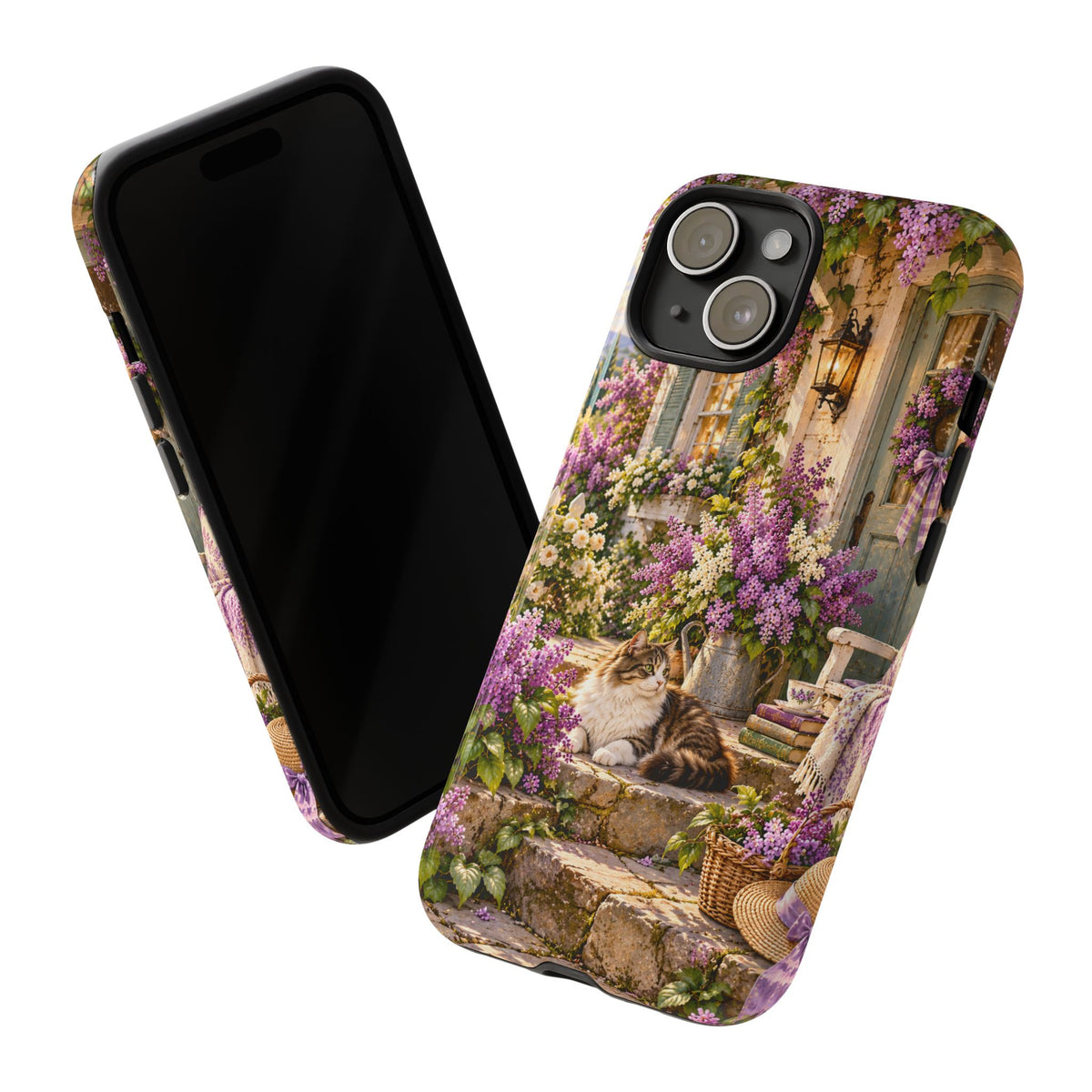Cottage Garden Cat Phone Case — Lilac Floral