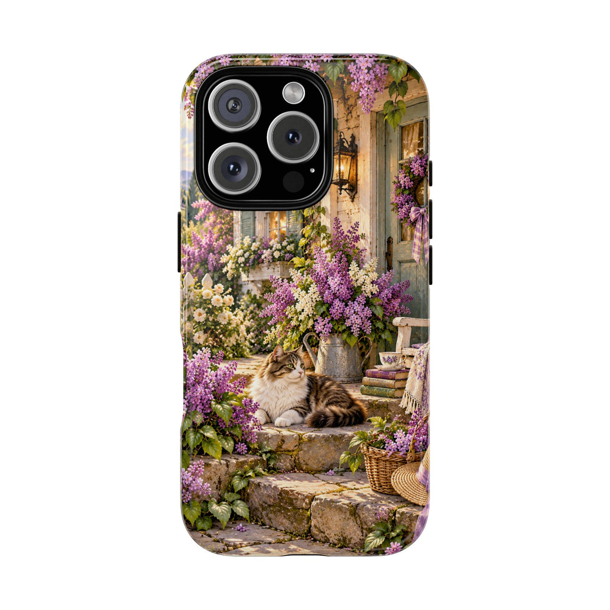 Cottage Garden Cat Phone Case — Lilac Floral