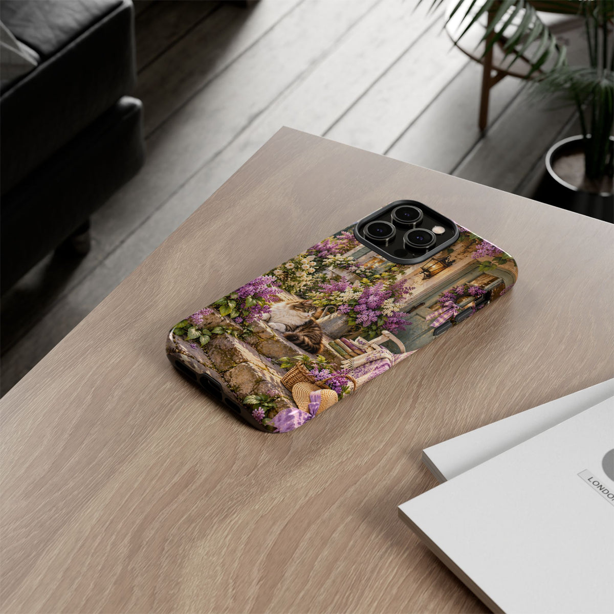 Cottage Garden Cat Phone Case — Lilac Floral