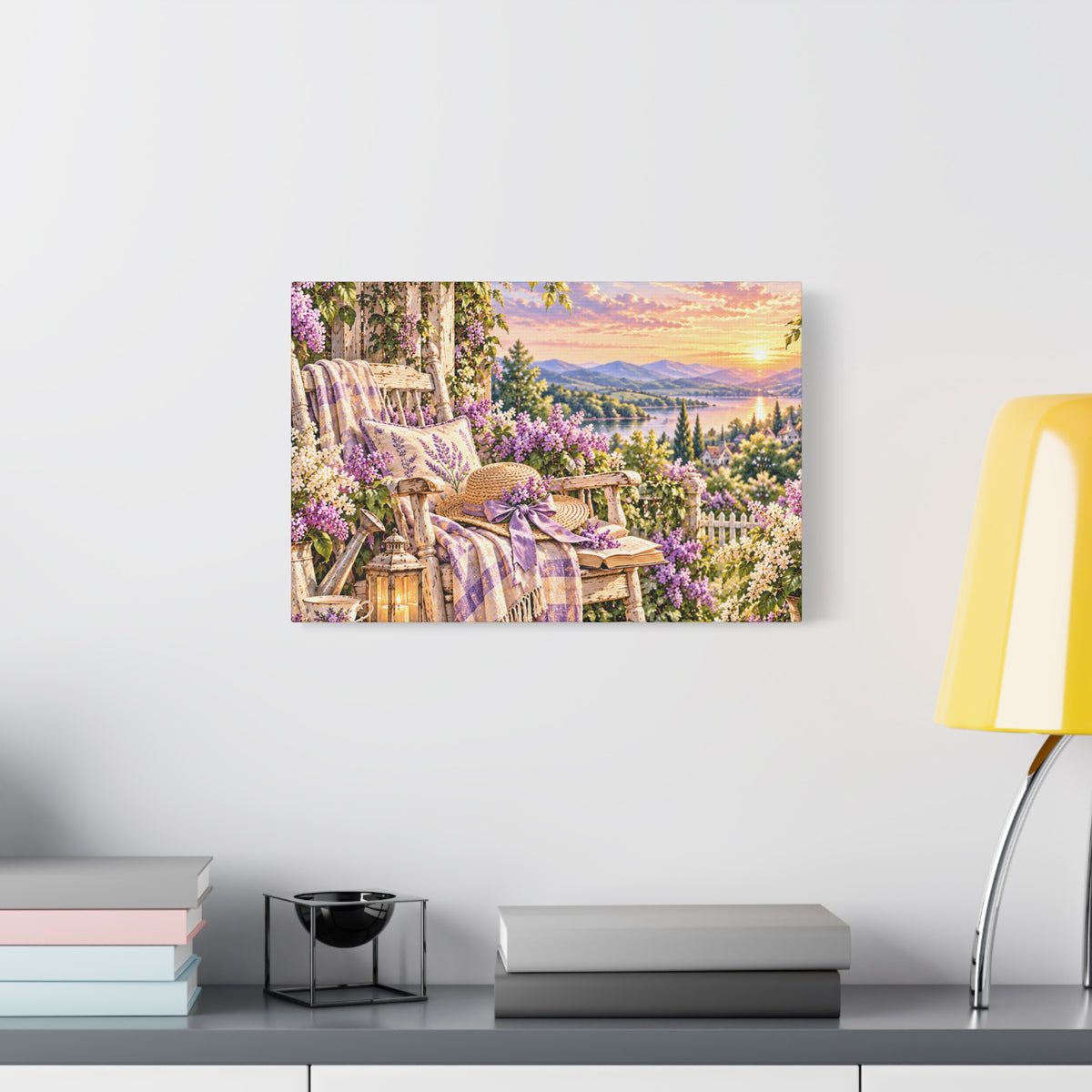Lavender Porch Canvas Print — Cottage Sunset Wall Art