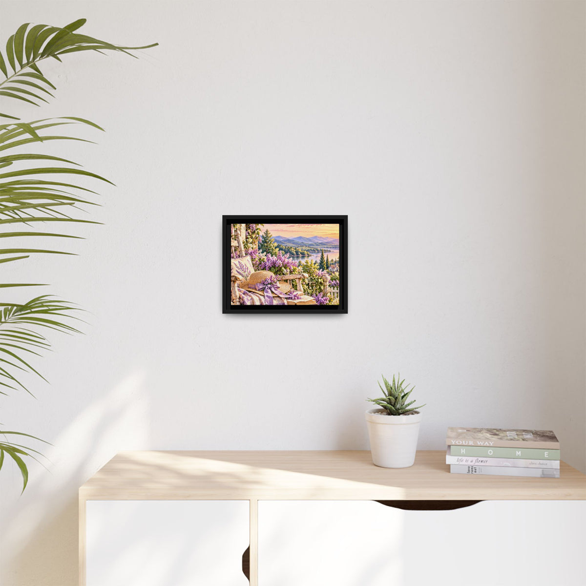 Sunset Lavender Garden Framed Canvas — Cottage Wall Art