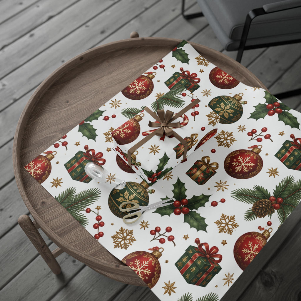 Christmas Cottage Wrapping Paper Roll — Festive Winter Gift Wrap