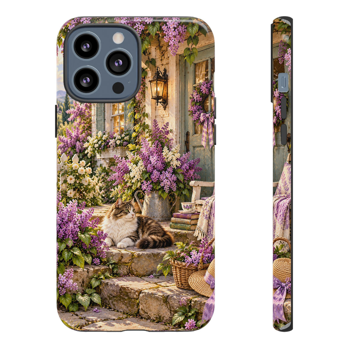 Cottage Garden Cat Phone Case — Lilac Floral