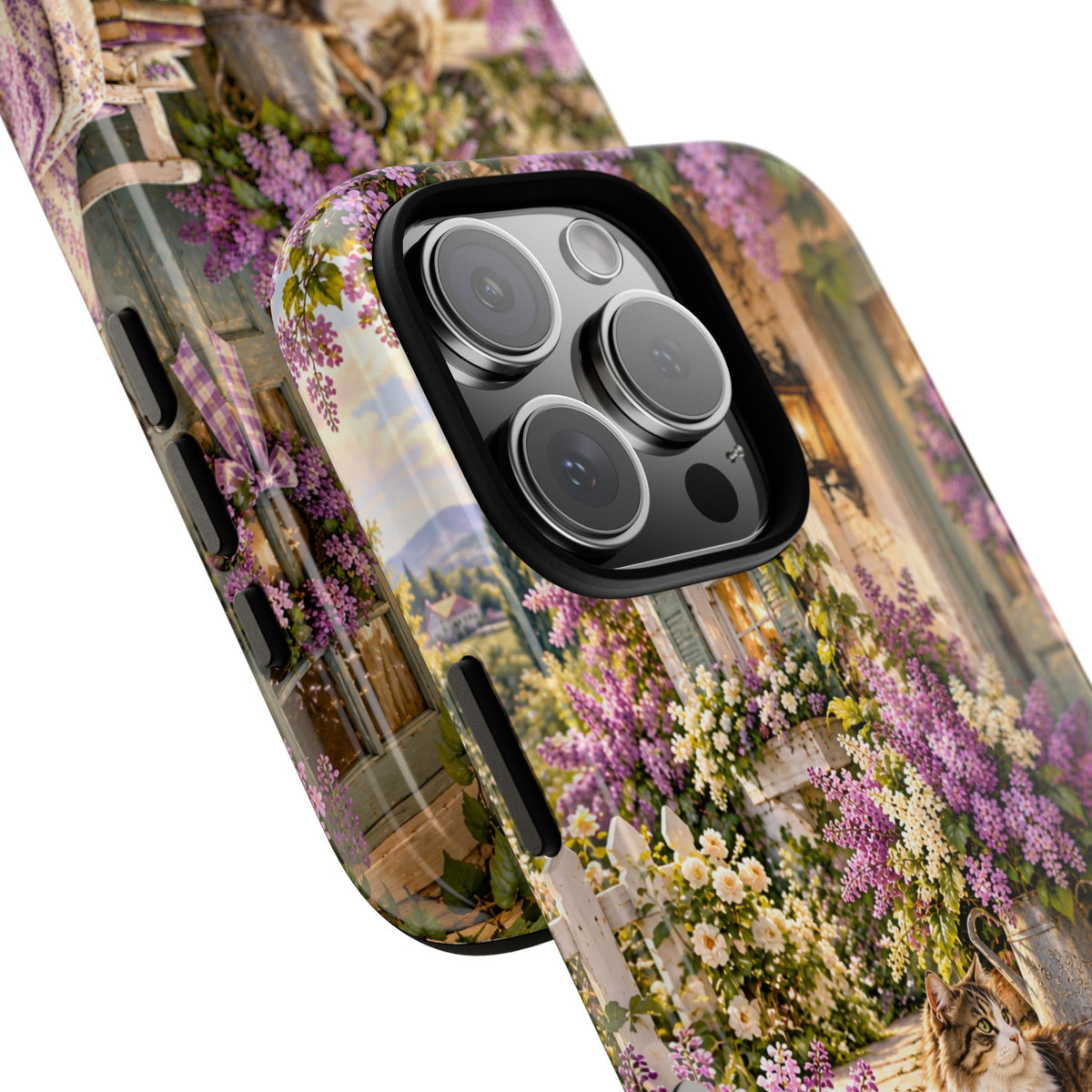 Cottage Garden Cat Phone Case — Lilac Floral