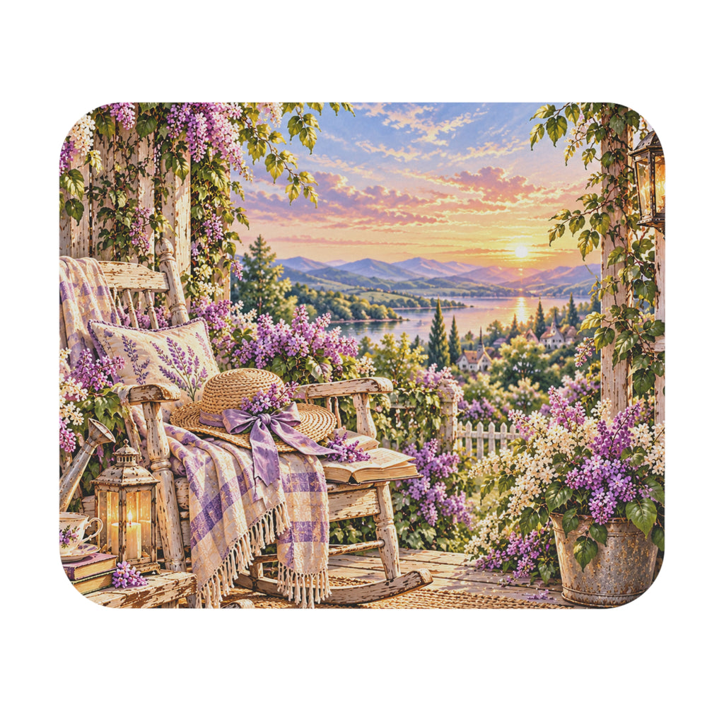Lavender Cottage Mouse Pad — Garden Sunrise Desk Decor