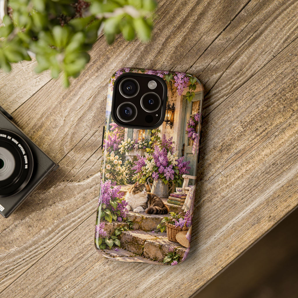 Cottage Garden Cat Phone Case — Lilac Floral